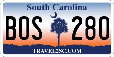 SC license plate BOS280