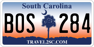 SC license plate BOS284