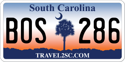 SC license plate BOS286
