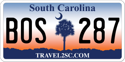 SC license plate BOS287