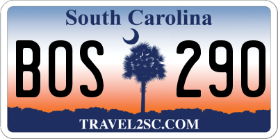 SC license plate BOS290