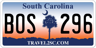 SC license plate BOS296