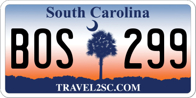 SC license plate BOS299