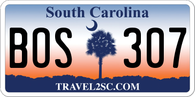 SC license plate BOS307