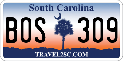 SC license plate BOS309