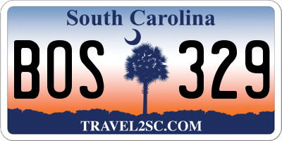SC license plate BOS329