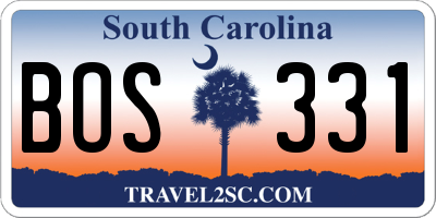 SC license plate BOS331