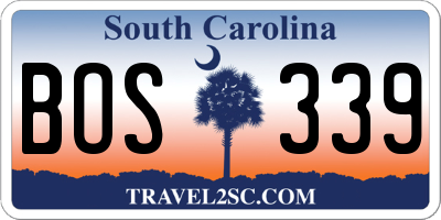 SC license plate BOS339