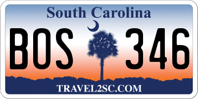 SC license plate BOS346