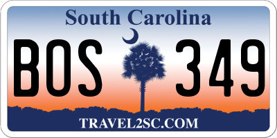 SC license plate BOS349