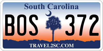 SC license plate BOS372