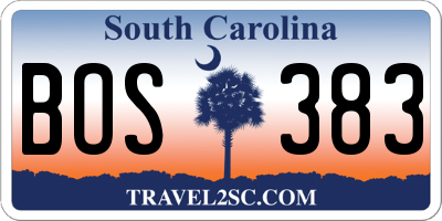 SC license plate BOS383