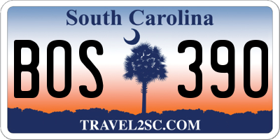 SC license plate BOS390