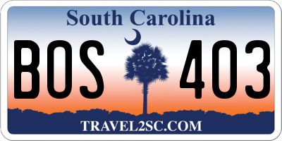 SC license plate BOS403