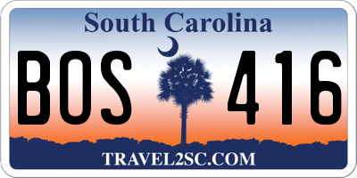 SC license plate BOS416