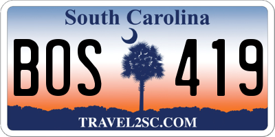 SC license plate BOS419