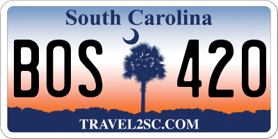 SC license plate BOS420