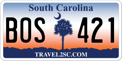 SC license plate BOS421