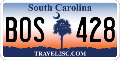 SC license plate BOS428