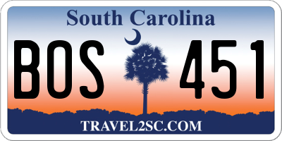 SC license plate BOS451