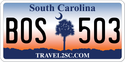 SC license plate BOS503