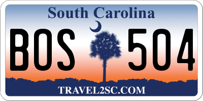 SC license plate BOS504