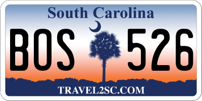 SC license plate BOS526
