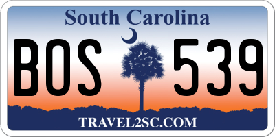 SC license plate BOS539