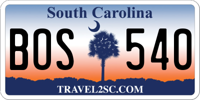 SC license plate BOS540