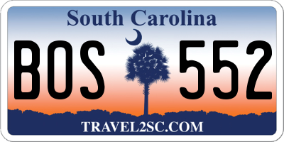SC license plate BOS552