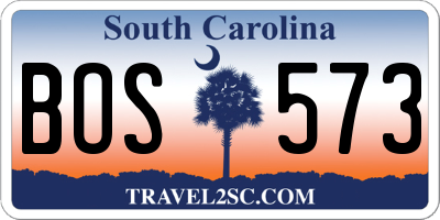 SC license plate BOS573