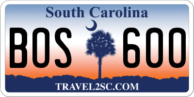 SC license plate BOS600