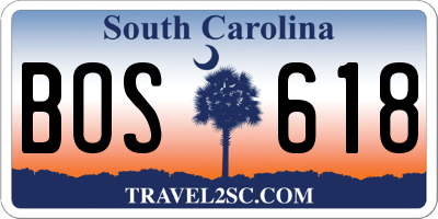 SC license plate BOS618