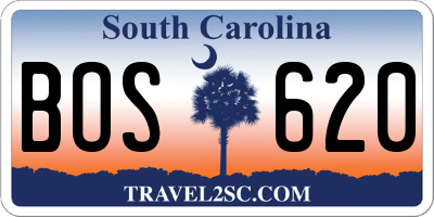 SC license plate BOS620