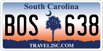 SC license plate BOS638