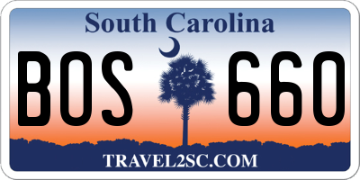 SC license plate BOS660