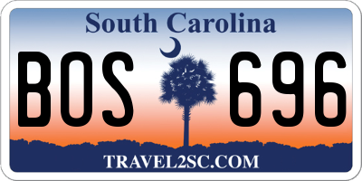 SC license plate BOS696