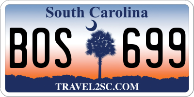 SC license plate BOS699
