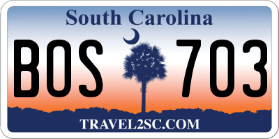 SC license plate BOS703