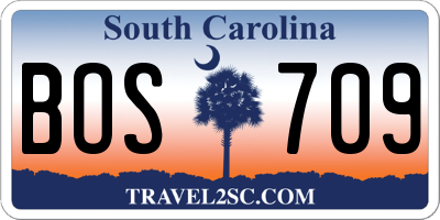 SC license plate BOS709