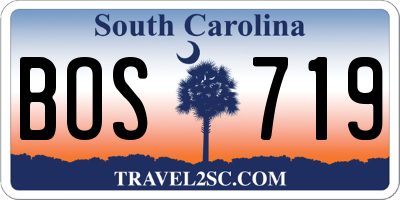SC license plate BOS719