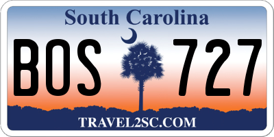 SC license plate BOS727