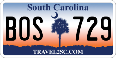 SC license plate BOS729