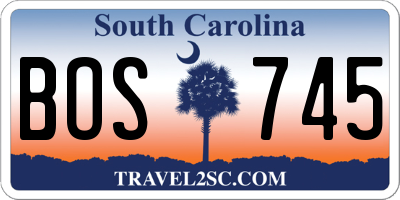 SC license plate BOS745