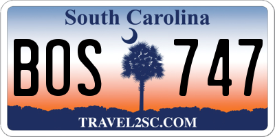 SC license plate BOS747