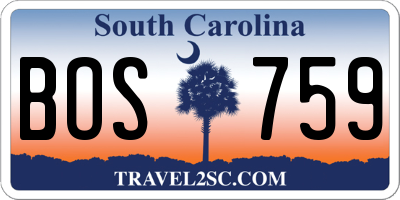 SC license plate BOS759