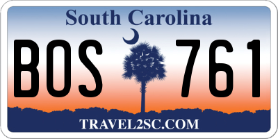 SC license plate BOS761