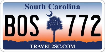 SC license plate BOS772