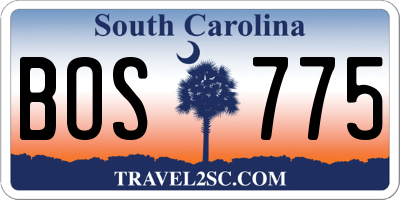 SC license plate BOS775
