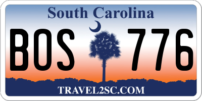 SC license plate BOS776